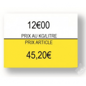 Étiquettes PRIX KG-LITRE-PRIX ARTICLE Compatibles Etiqueteuse Avery 1131Paxar Monarch 20x16mm