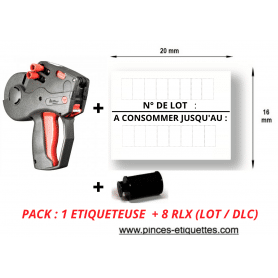 PACK : 8 RLX "N°LOT-A CONSOMMER JUSQU'AU "+ 1 Etiqueteuse Avery 20x16mm