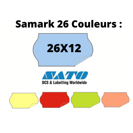 Étiquettes SATO 26x12mm Couleurs pour Samark 26