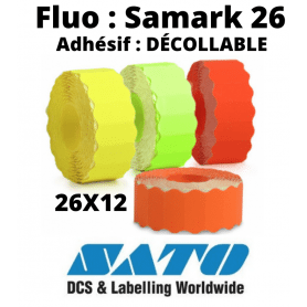 Étiquettes SATO 26x12mm Amovibles Fluo pour Samark 26