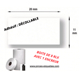 Etiquettes Décollable Blanche Compatible Étiqueteuse AVERY PAXAR 20X11mm