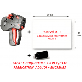 PACK : 8 RLX "FABRIQUÉ LE - A CONSOMMER DE PRÉFÉRENCE AVANT"+ 1 Etiqueteuse Avery 20x16mm