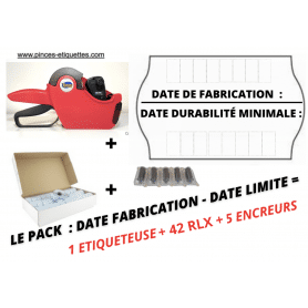 PACK : DATE DE FABRICATION - DATE LIMITE DE CONSOMMATION + 1 Etiqueteuse 22x16mm