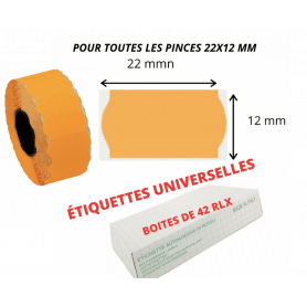 Étiquettes 22x12mm Fluo Orange : UNIVERSELLE