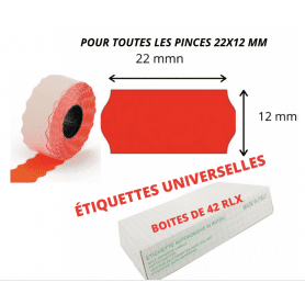Étiquettes 22x12mm Fluo Rouge : UNIVERSELLES